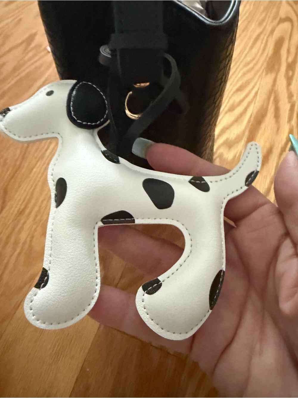 Source Unknown White and Black Dalmatian Dog Bag Charm